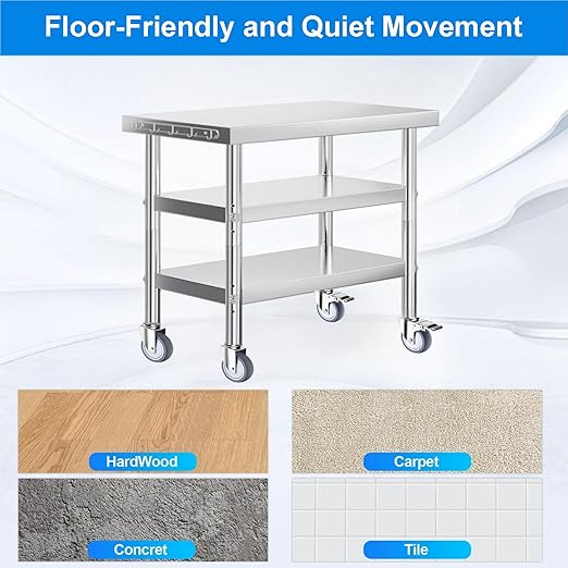 4 inch Stainless Steel Caster Wheels Heavy Duty, 1/2"-13x1-1/2 Threaded Stem Casters with Brake, Rust Resistant, Non-Marking TPR Rubber Wheels for Hospital, Lab,Furniture,Restaurant