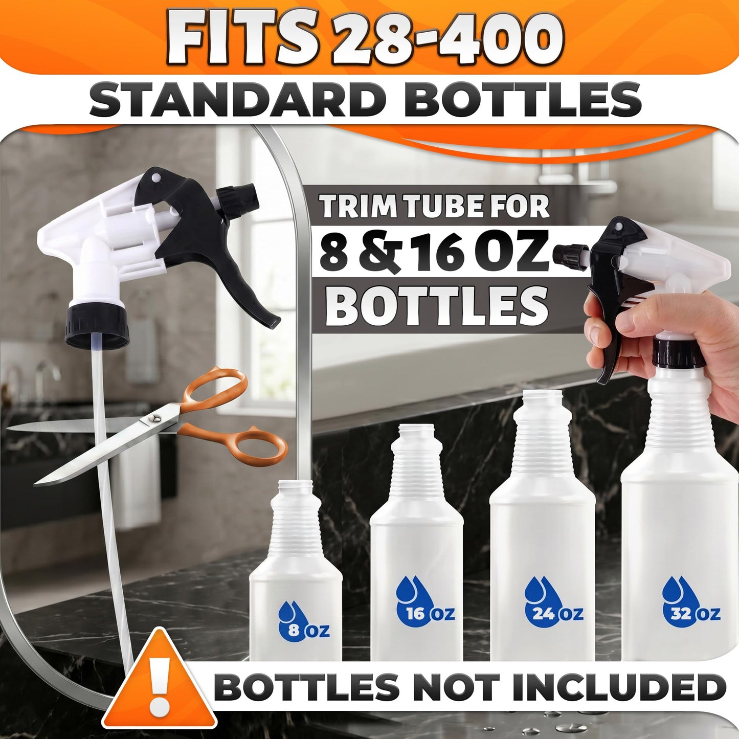 5 Pcs Spray Bottle Nozzle Replacement Pack – Heavy Duty Leak-Proof Trigger Sprayer for Cleaning, Garden, Pet Care, Auto Detailing & Kitchen – Fits 8, 16, 24, 32 oz Bottles, 28-400 Thread (Multicolor)