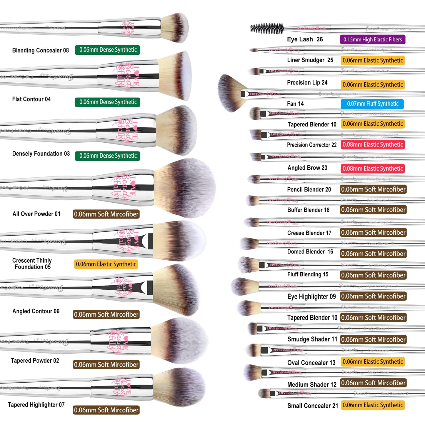 Bueart Design Christmas Gift 26Pcs Pro Makeup Brushes Set with Ultra Soft Dense Hair,Premium Quality Professional Make up Brushes For Foundation,Contour,Blush,Powder Makeup