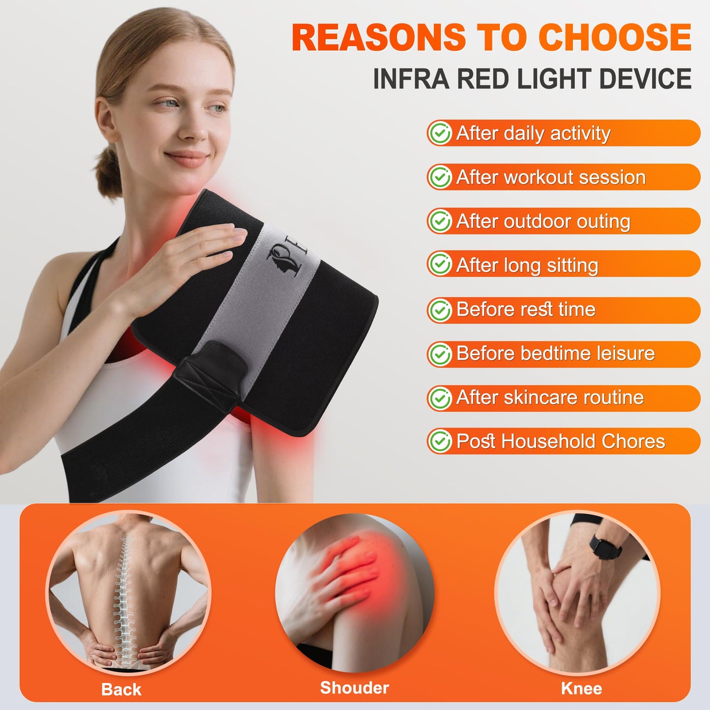 Pedete Red Light Therapy Pad for Body, 24’’×12’’ Large Infrared Light Therapy Panel with Timer Remote Control, 660nm 850nm Home Office Daily Use on Back Shoulder Knee Leg & Pets (with Elastic Strap)