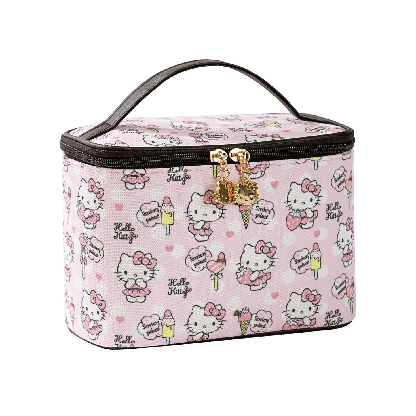 AmBealla Cosmetic Bag Large Makeup Bag Pink Makeup Travel Case with Brush Holder,Canvas Organizer for Women,Toiletry Bag for Skincar &Beauty Tools Sweet Cute for Girls
