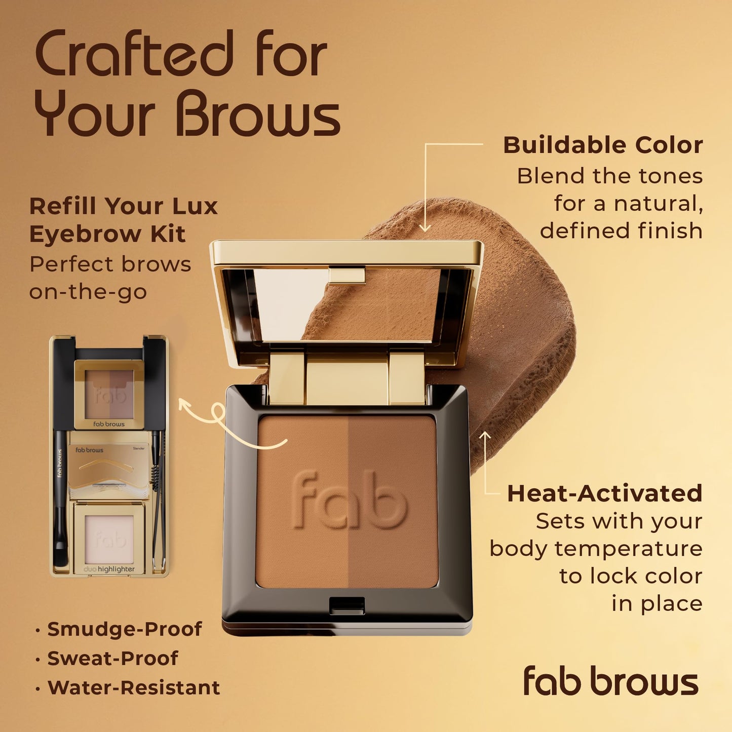 Lux Eyebrow Kit Refill Powder - Soft and Natural Eyebrow Definition for Light Brown/Medium Brows On-The-Go