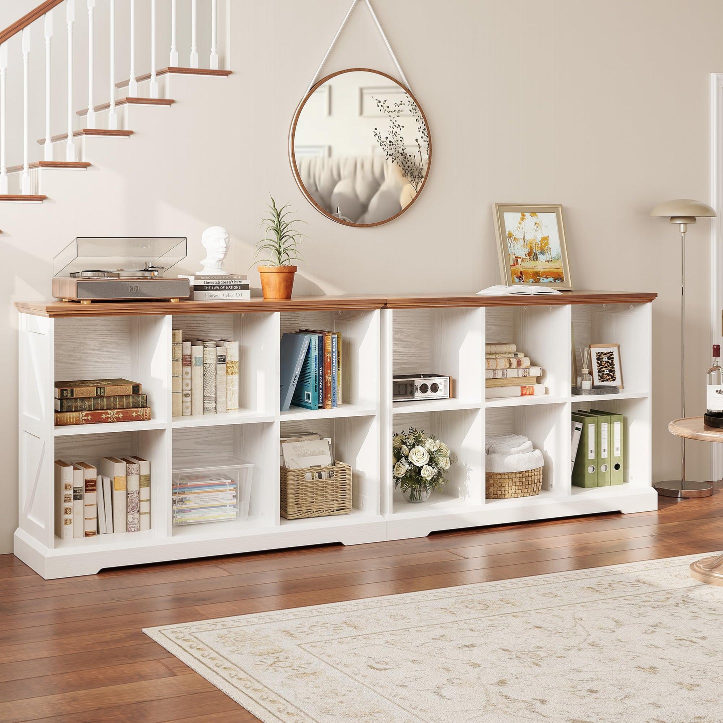 IRONCK 6 Cube Storage Organizer, Farmhouse Wood Bookshelf