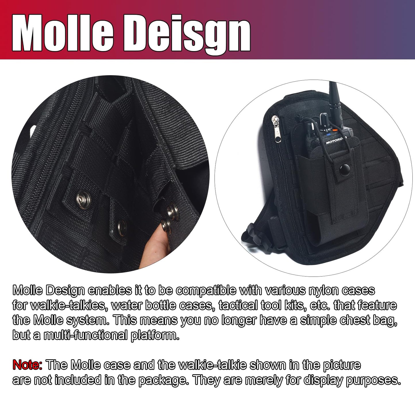 HYSHIKRA Tactical MOLLE Chest Bag Pack - Heavy Duty Nylon Gear Carrier with Adjustable Shoulder Strap, Quick-Access Front Zipper Pocket & Smartphone Holder for EDC, Hiking, Airsoft