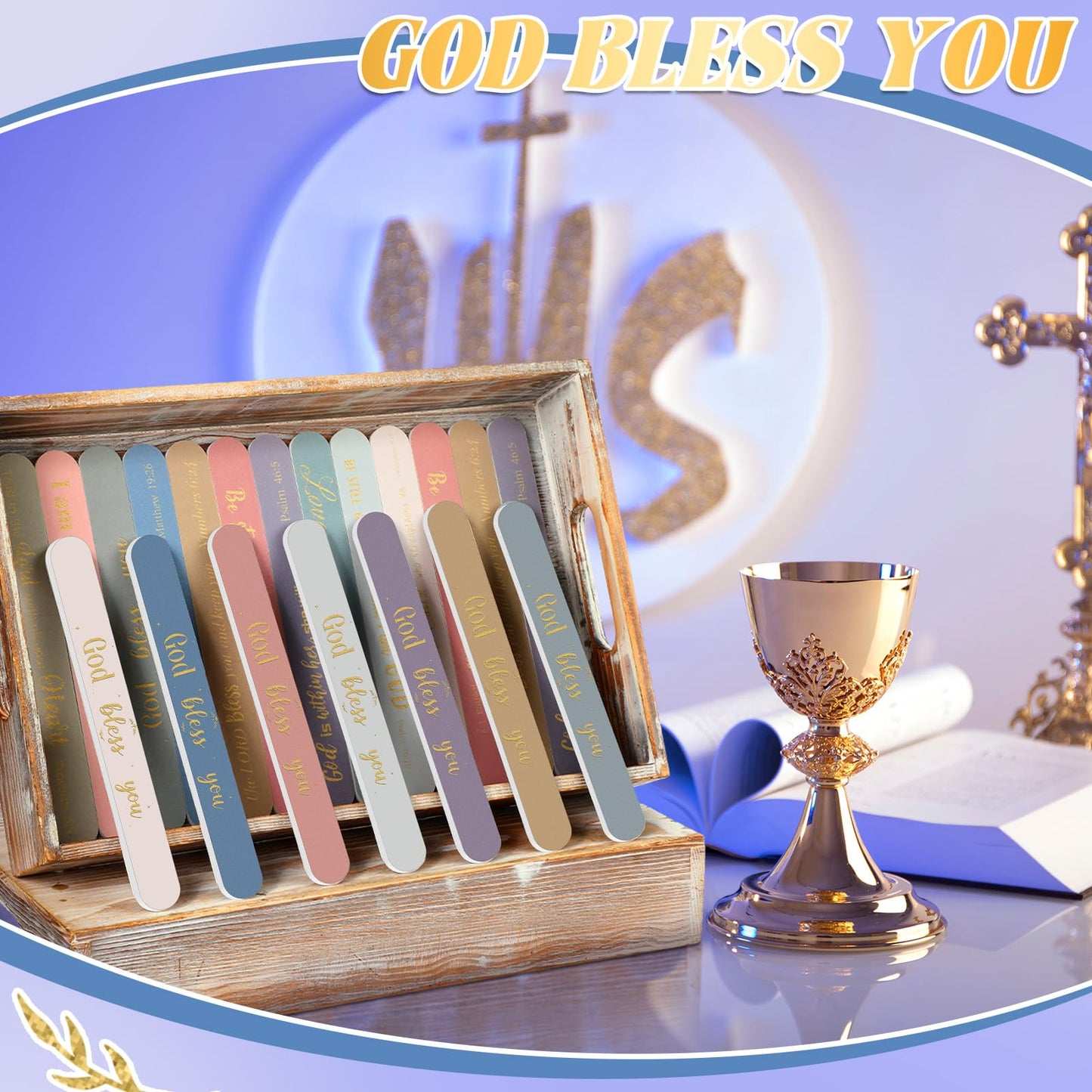 Lanties 50 Pack Christian Gifts Bulk for Women Scripture Mini Nail Files Christian Party Favors Bible Verse Emery Boards Religious Gifts for Teacher Nurse Employee Staff Coworkers Office Supplies