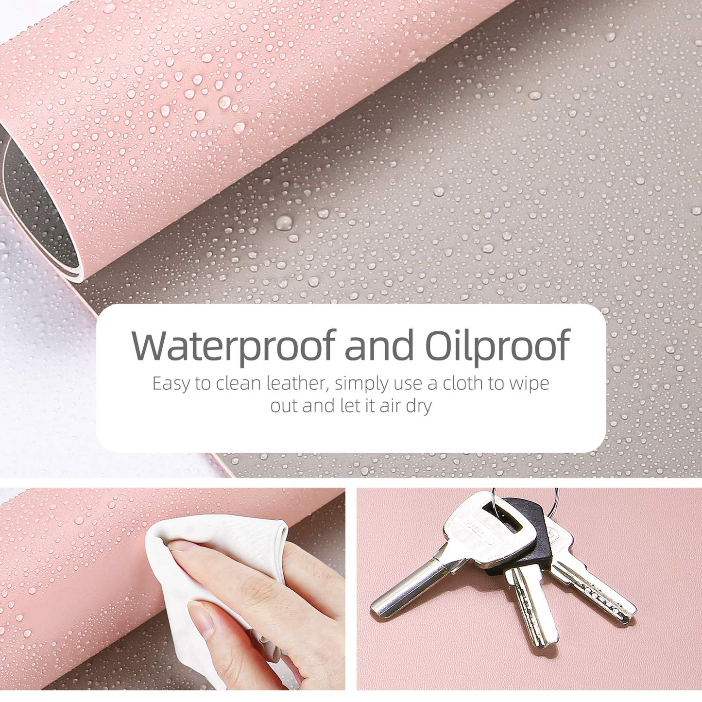 YSAGI Dual-Sided Desk Pad Protector, Desk Mat with Non-Slip - Waterproof PU Leather Office Desk Blotter for Mouse, Keyboard, Writing,31.5" x 15.7",Pink
