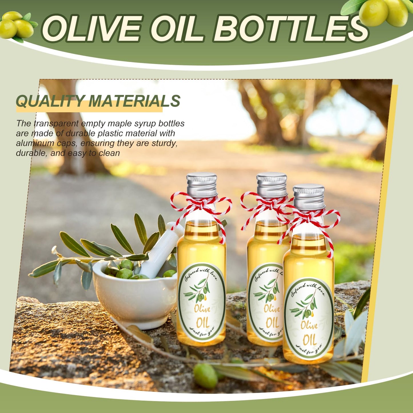 24 Set Mini Plastic Olive Oil Bottles 1. 7 oz Tiny Small Clear Empty Condiment Dispenser Bottles with Tip Cap, Pour Spout Lids and Labels for Milk Juice Sauce Storage for Baby Shower Party Favors