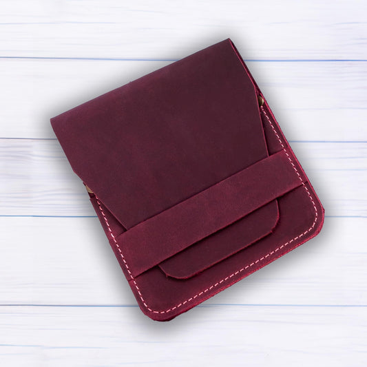 Leather Manicure Set Case Grooming Kit Organizer (Burgundy)