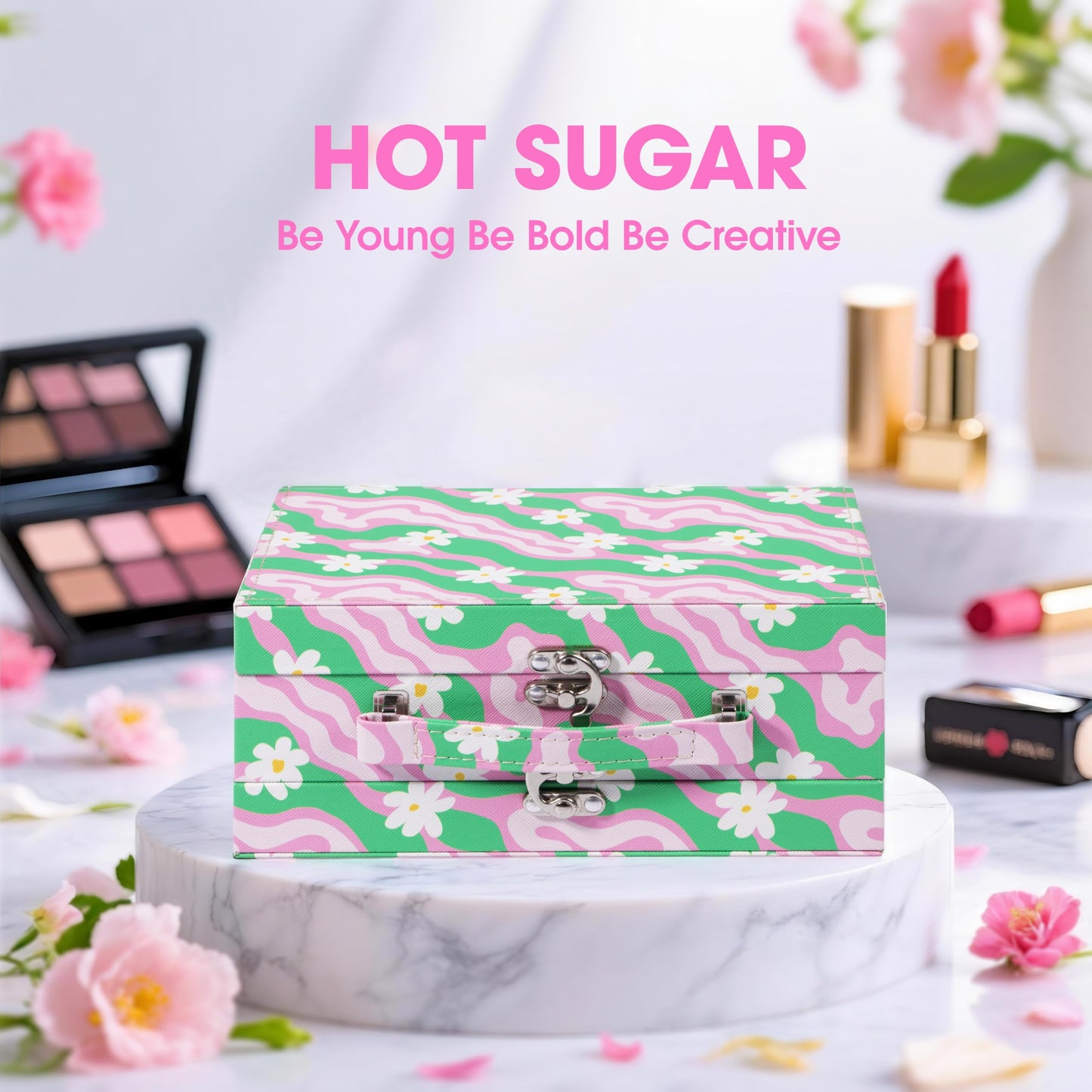 Hot Sugar Makeup Kit for Girls 13-15, Birthday Christmas Makeup Gift Set for Teens 16-18, All in One Beginner Makeup Kit for Women Full Kit (Floral Green)