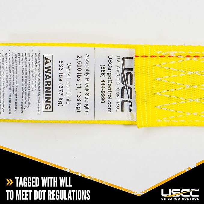 US Cargo Control E-Track Cam Buckle Straps (2-Pack), 2 Inch x 12 Foot E Track Straps with Cam Buckle and Spring E-Fittings, 2,500 LBS Break Strength, Easy-to-Use Tiedowns in Vans and Trailers