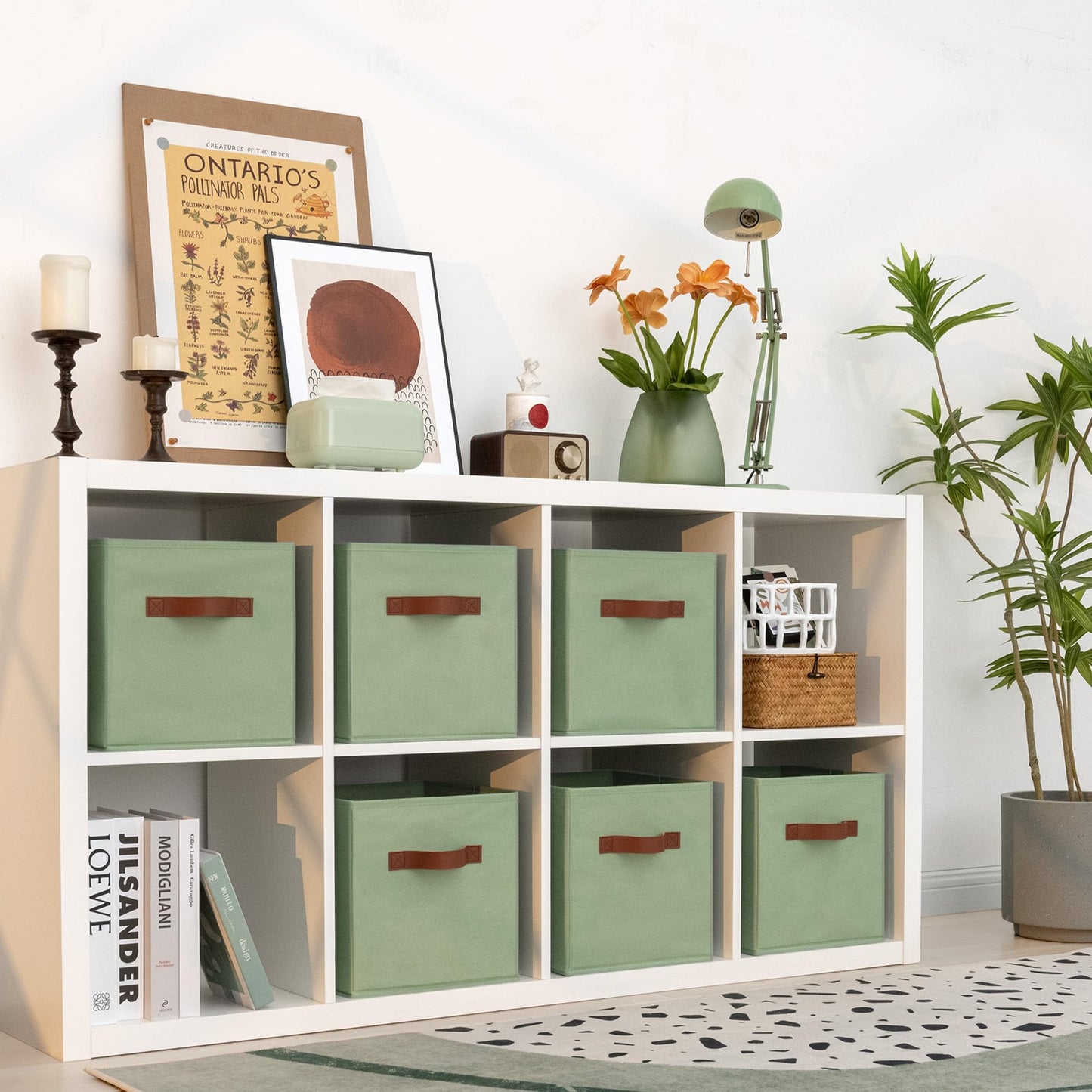 GRANNY SAYS 11 Inch Cube Storage Bins, Collapsible Fabric Storage Cubes with Handle, Closet Baskets for Organization, Storage Cubes for Shelves, Closet, Sage Green, 6-Pack
