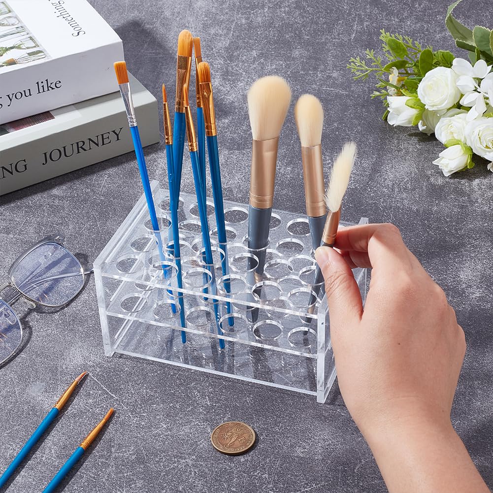 HOBBIESAY Acrylic Test Tube Holder 24 Holes Centrifuge Tubes Holder Round Bottom Tubes Container Cylinder Tube Display Racks for Laboratory Exhibition Bar Hole: 0.66 Inch Diameter