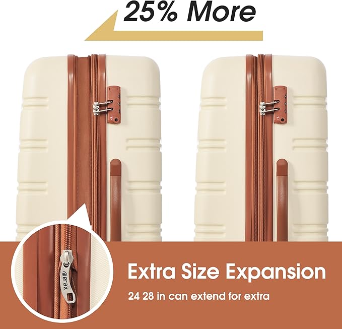 Merax Luggage Sets 3 Piece Carry on Luggage Airline Approved,Hard Case Luggage Expandable Checked Luggage Suitcase Set with Wheels