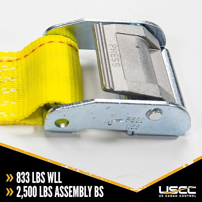 US Cargo Control E-Track Cam Buckle Straps (20-Pack), 2 Inch x 12 Foot E Track Straps with Cam Buckle and Spring E-Fittings, 2,500 LBS Break Strength, Easy-to-Use Tiedowns in Vans and Trailers