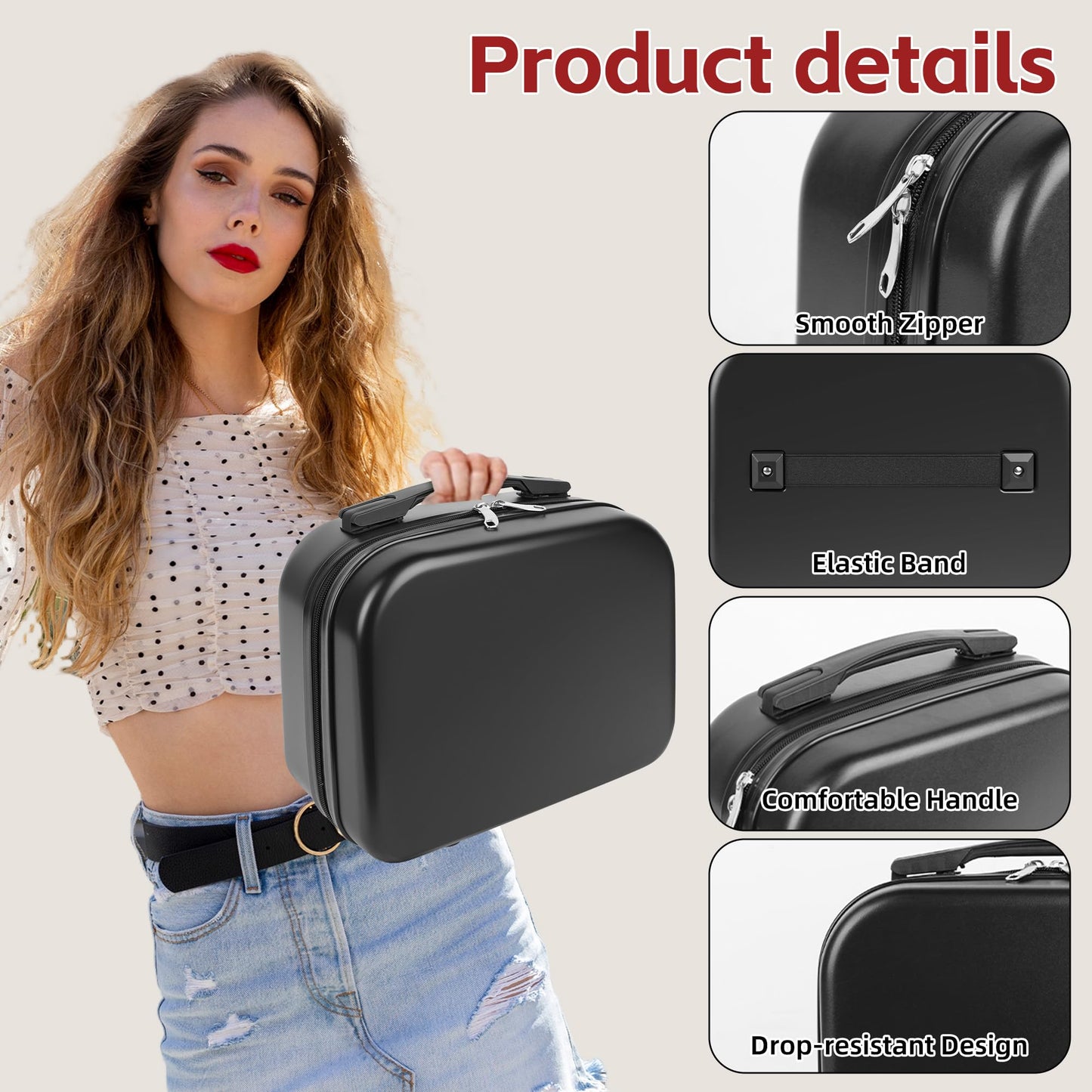 Yoanlayr Portable Makeup Case 14inch Cosmetic Case Travel Toiletry Hand Luggage Carrying Case
