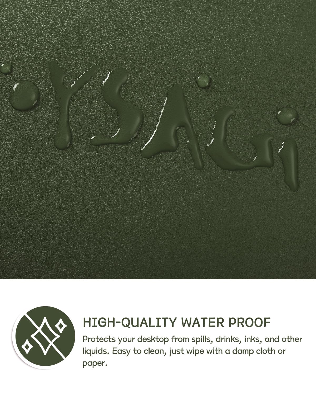 YSAGi Non-Slip Leather Desk Pad, Waterproof Laptop Computer Desk Keyboard Mat, Table Protector Blotter Mat, Large Mouse Pad for Office/Work/Home/Decor(Olive Green, 31.5" x 15.7")