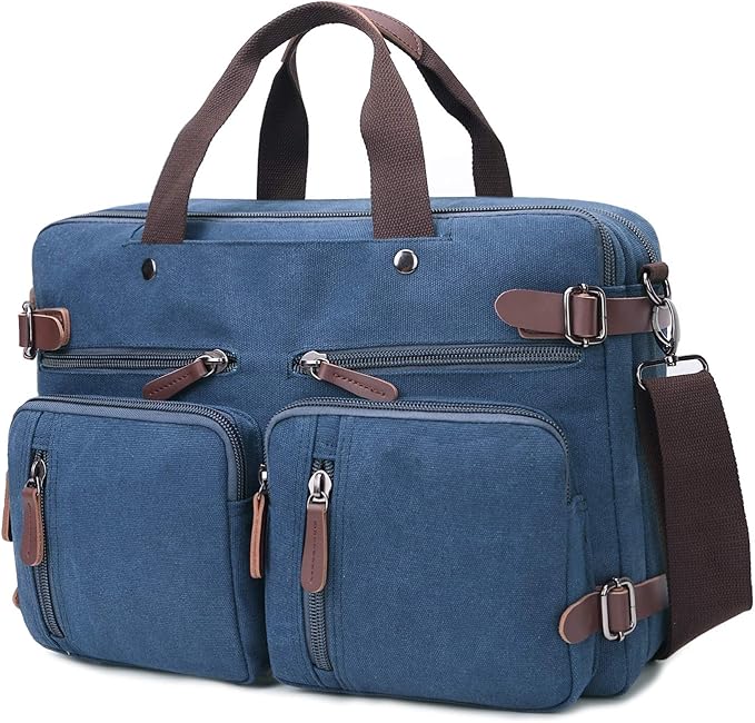 3 in 1 Convertible Laptop Backpack, 17.3 inch Messenger Bag for Men, Multi-Functional Travel Laptop Bag for College Men Women (17.3 Inch, Blue)