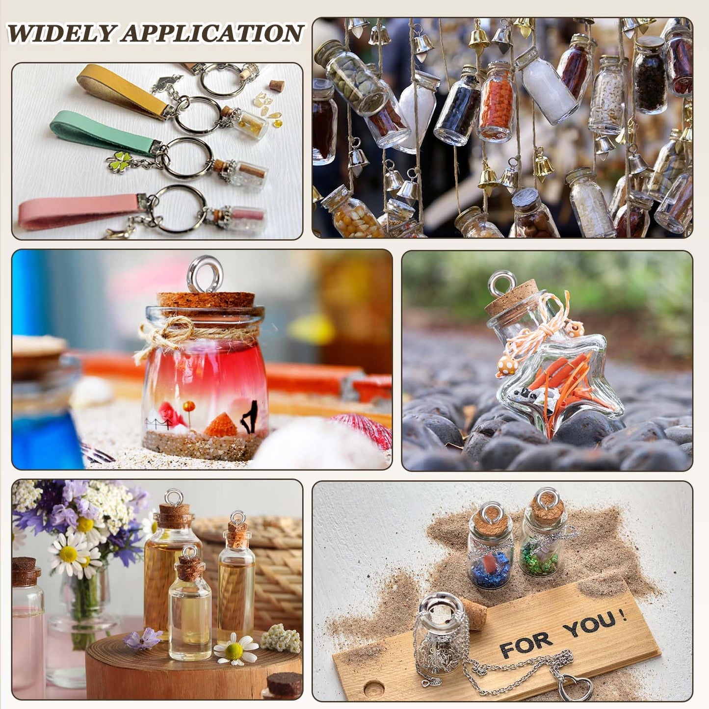 HARFINGTON 30 Pcs Mini Glass Bottles Jars, Long Bottled Small Cute Glass Jars Vials Pendants Small Vials Wishing Bottle with Cork Stoppers for DIY Crafts Wedding Favors, Blue