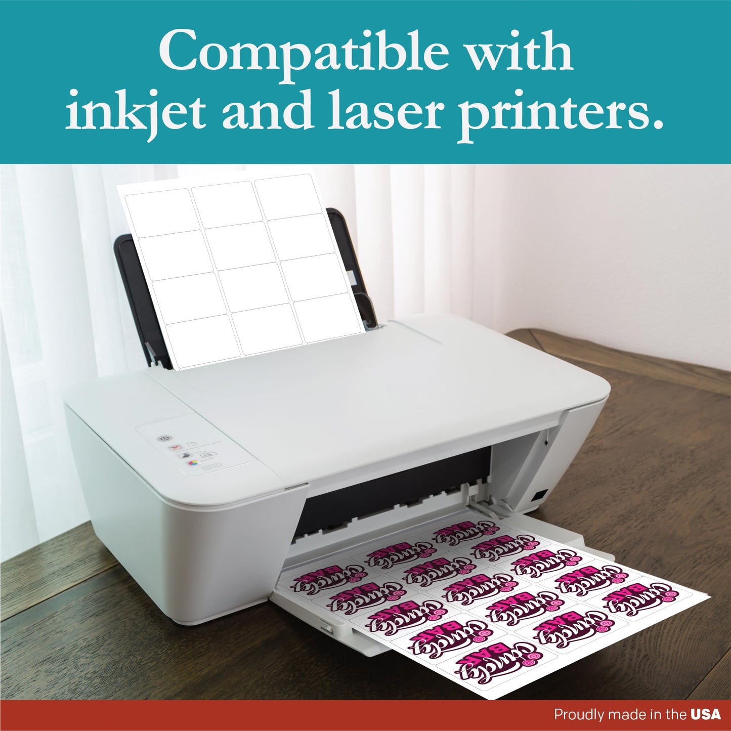 Premium Label Supply White Sticker Labels – 2.625" x 2" – Laser/Inkjet Compatible – (15 per Sheet), 100 Sheets – 1500 Total Adhesive Labels