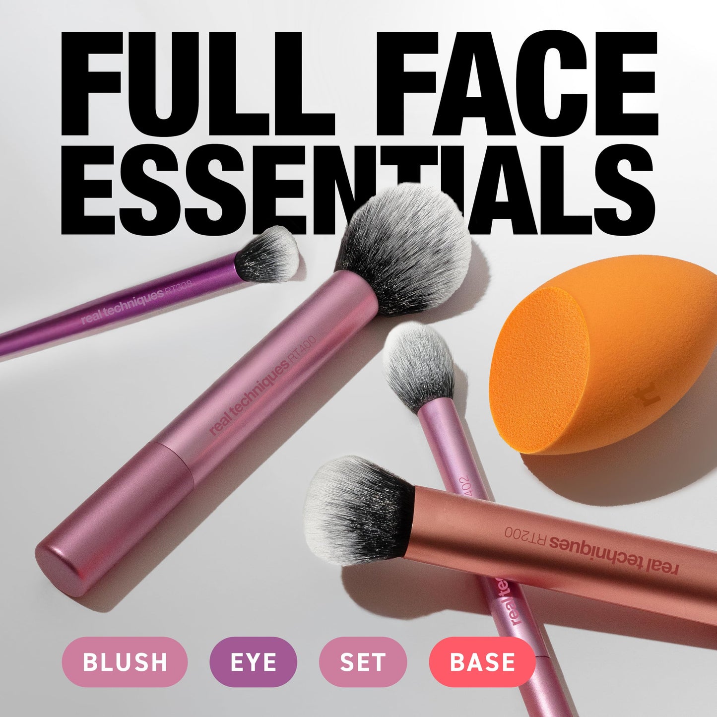 Real Techniques 6 Piece Everyday Essentials Makeup Brush Set, Includes 4 Brushes & 2 Makeup Sponges, For Foundation, Blush, Bronzer, Contour, Eyeshadow, & Powder, Travel Gift Set, Cruelty-Free & Vegan