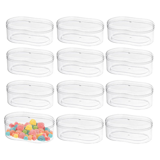 Hammont Acrylic Storage Boxes - Curved Candy Gift Containers - Hair Accessory Organizer - Small Plastic Display Container | 5.8“x3.46“x2.25“ (12 Pack)