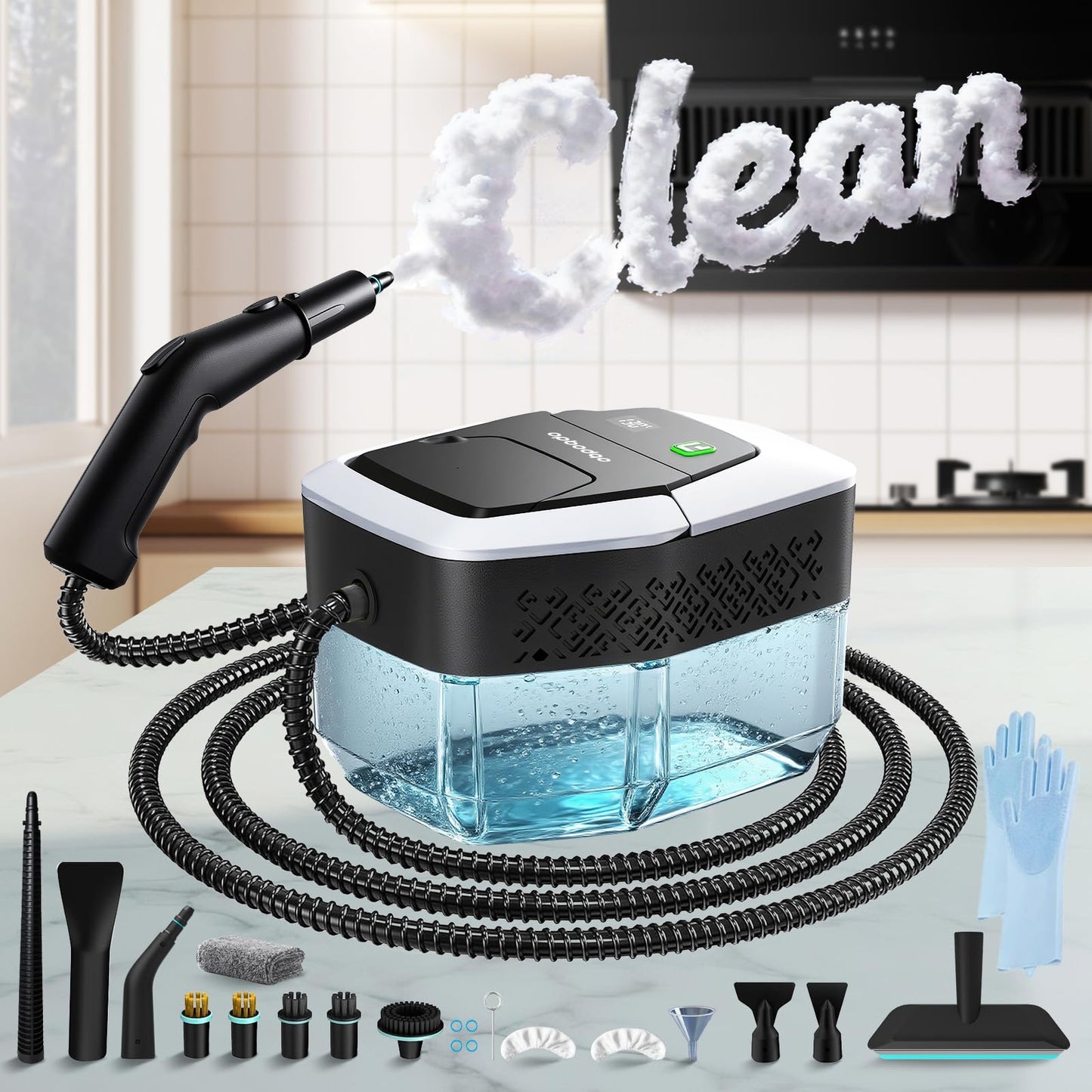opbodqo Steam Cleaner for Home(True High Temperature257℉),3-Levels Adjustable Hand held Steamer for Cleaning,1.9 Quart Steam Cleaner for Car,2500W Handheld Steam Cleaner Grease,Dirt,Tile Furniture