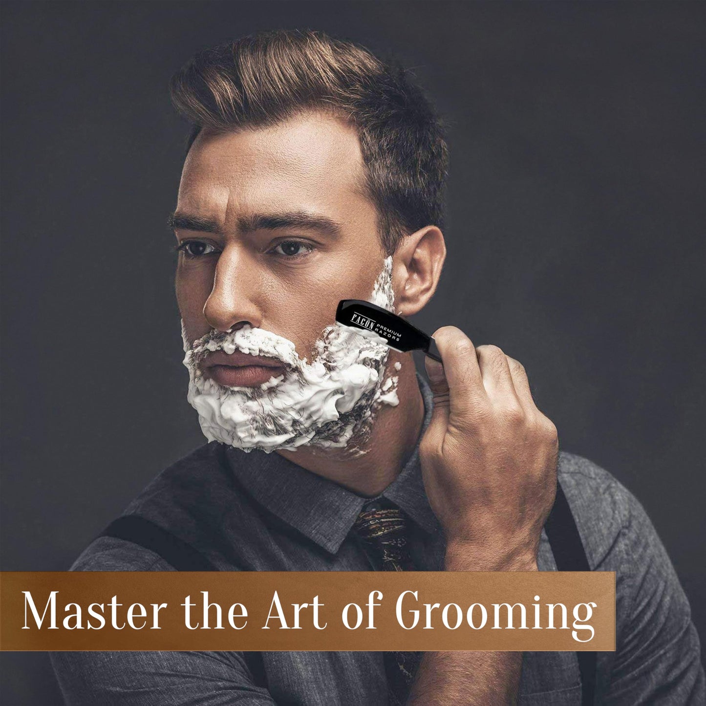 Facón Straight Razors for Men - Professional Barber Straight Edge Razor Kit with 100 Blades,Japanese Stainless Steel Barbero Shaver for a Smooth & Precise Shave, Premium Barber Razor for Men's Shaving