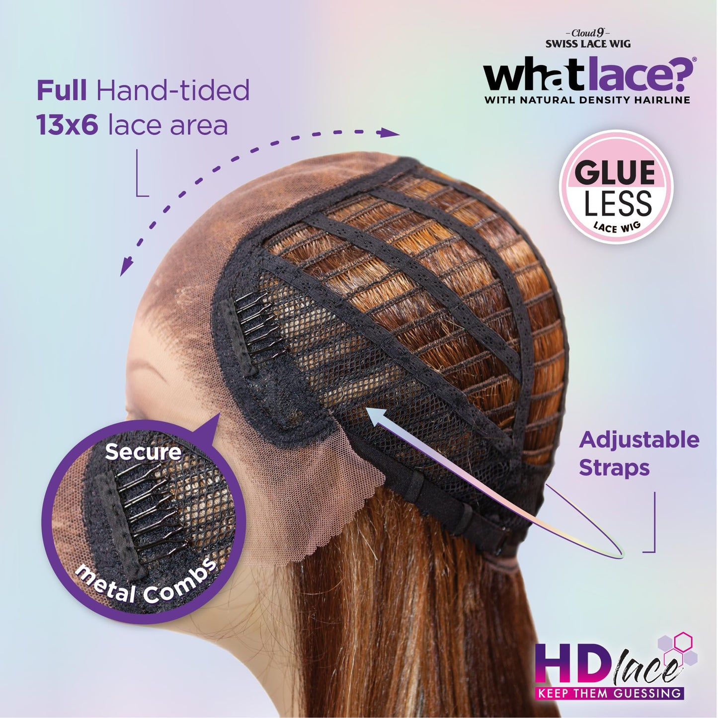 Sensationnel What Lace 13X6 Wigs - Glenna Lacefrontal Hand Tied Glueless Synthetic With Natural Density Preplucked Hairline (1B OFFBLACK)