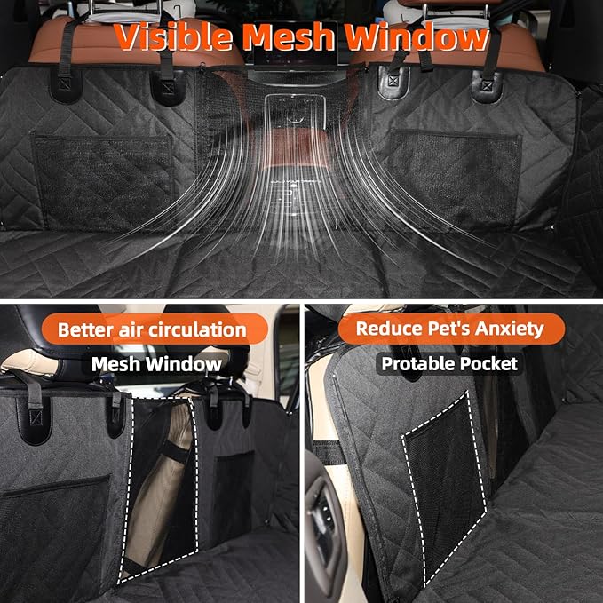 MIROZO Dog Seat Cover,Back Seat Extender for Dogs,600D Heavy Durable Dog Seat Cover,Waterproof Car Pet Backseat Protector,Large Space Travel Bed with 3-Fold Bottom for Car Mid-Size SUV/Small Truck