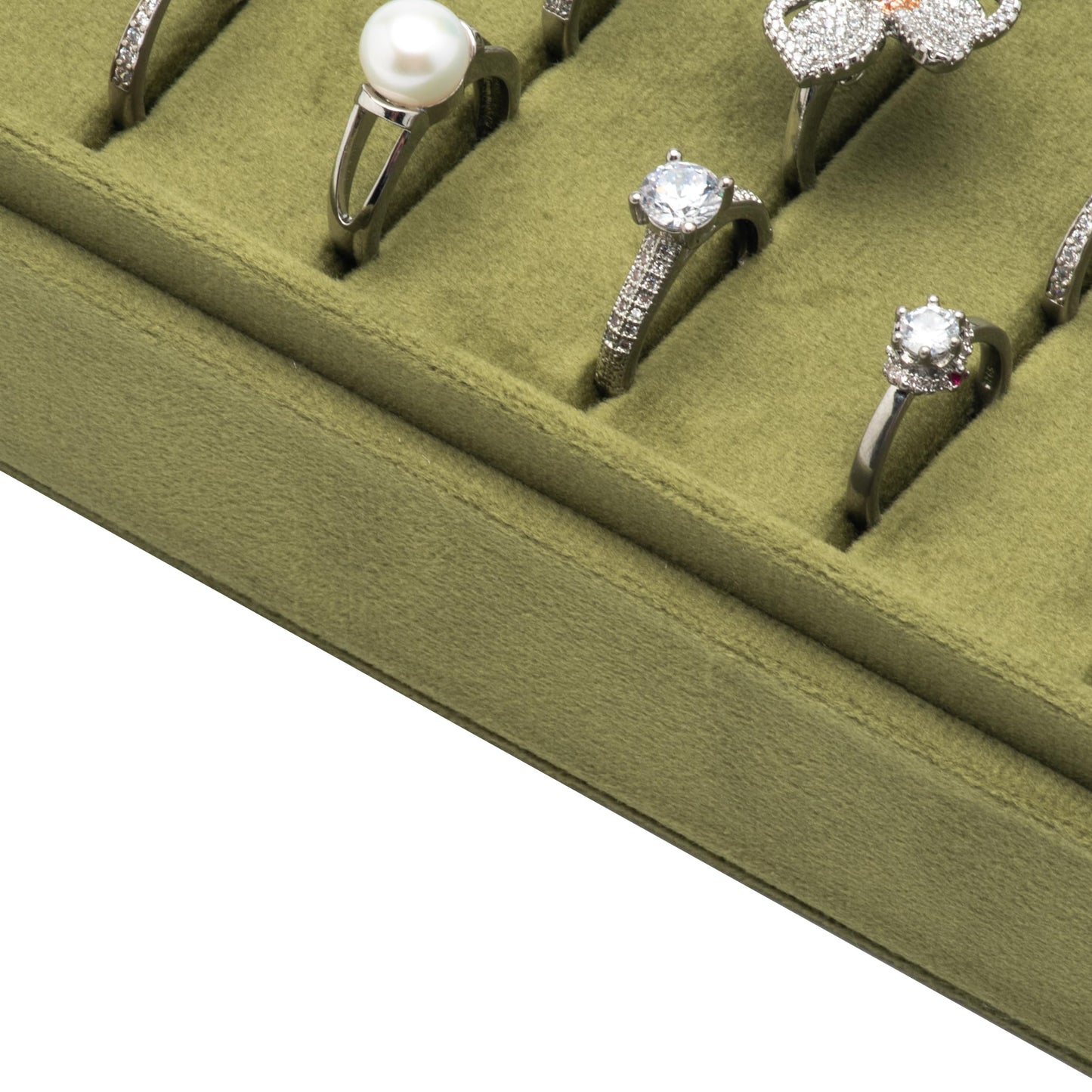 COWFEX Velvet Ring Organizer Display Tray Jewelry Box Earring Holder Case