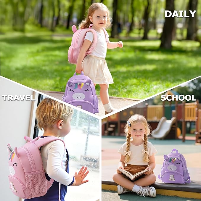 YOOLIFE Personalized Toddler Backpack - Birthday Gifts for 2 Year Old Kids, 3 Year Old Gift, Unicorn Backpack for Toddler Kids Daughter Grandkids Granddaughter Kid Birthday Gifts Pink E