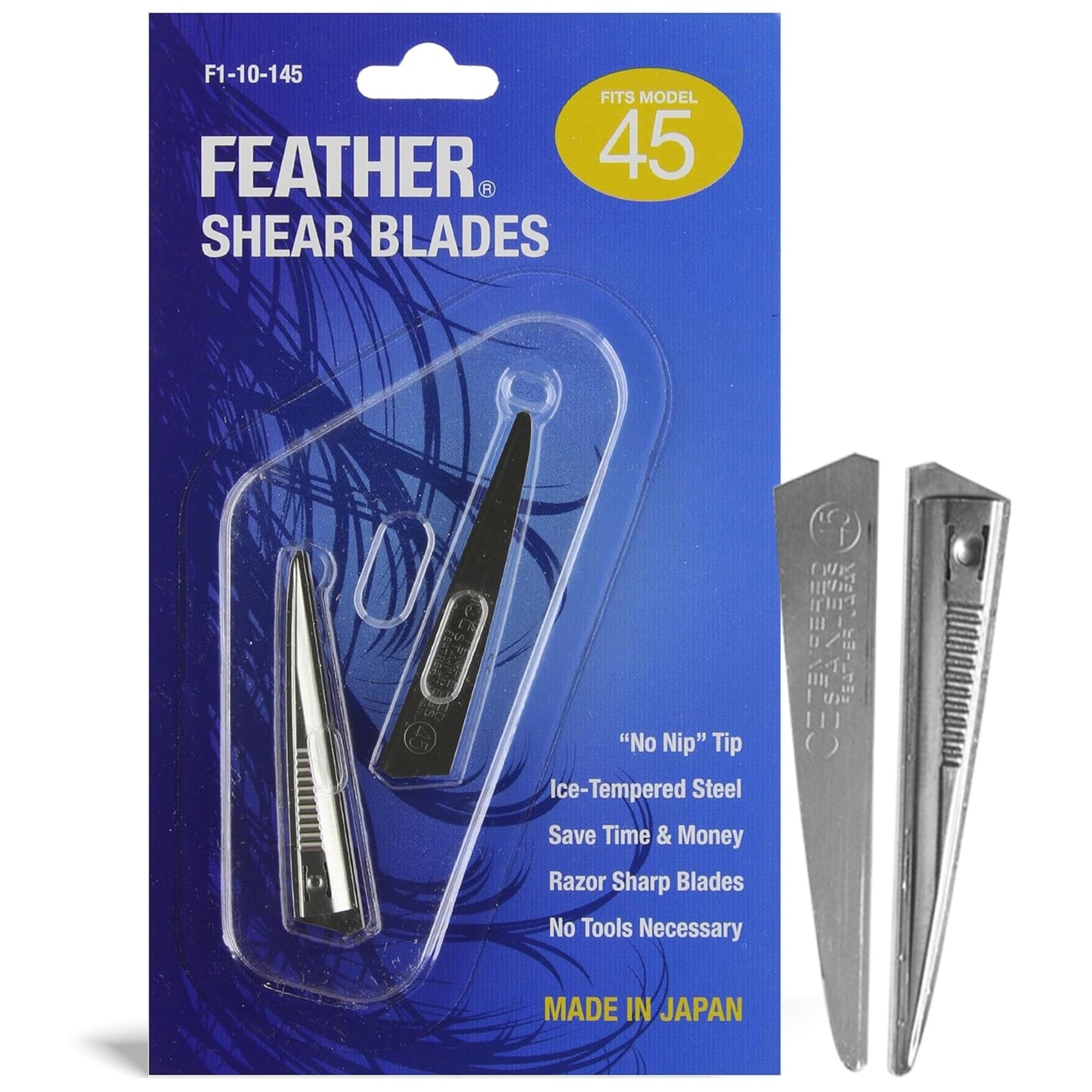 Feather - Switch-Blade Haircutting Shears Replacement Blades - for Professional Stylists & Barbers - Stainless Steel - No-Nip Tip - Made in Japan - 45 Model
