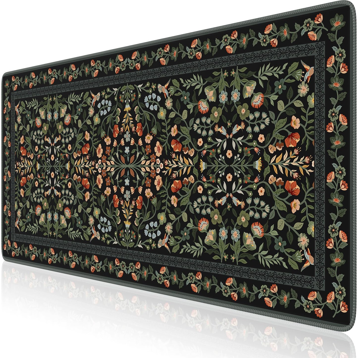 iCasso Desk Mat for Keyboard and Mouse, Large Mouse Pad, Desk Pad Mat, Anti-Slip Big Mousepad with Stitched Edges for Computer Desktop(Floral)