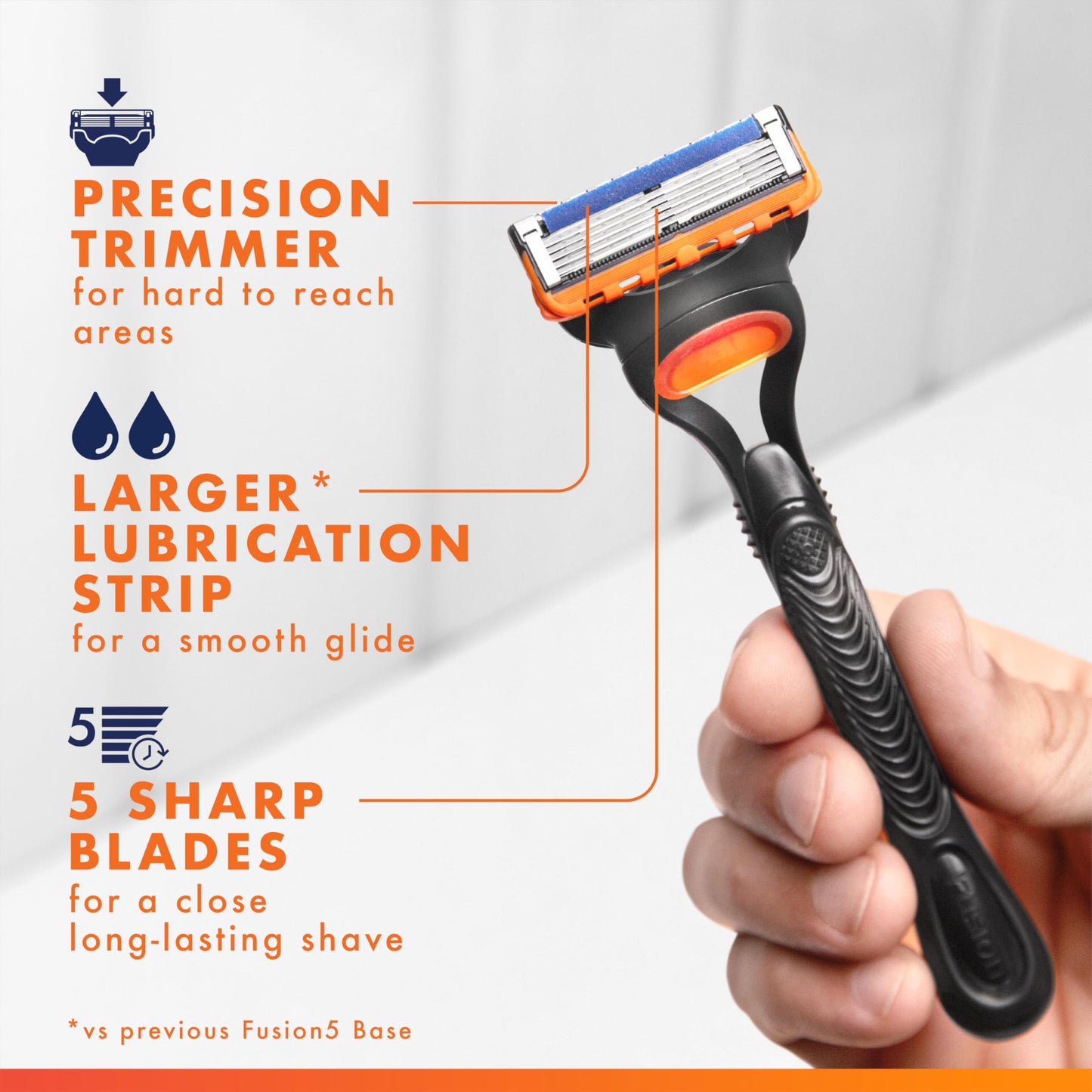 Gillette Fusion5 Razor for Men, 5-Blade, 1 Razor Handle, 3 Blade Refills