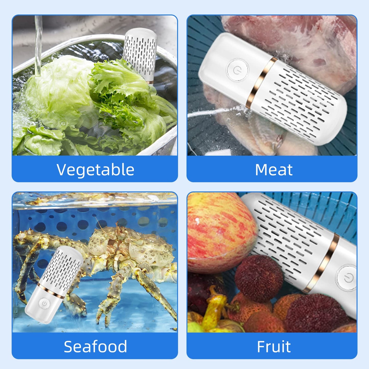 Fabenix Fruit and Vegetable Cleaning Machine, USB Wireless Food Purifier, Cleaner Device for Washing Fruits, Rice, Meat and Tableware (White)