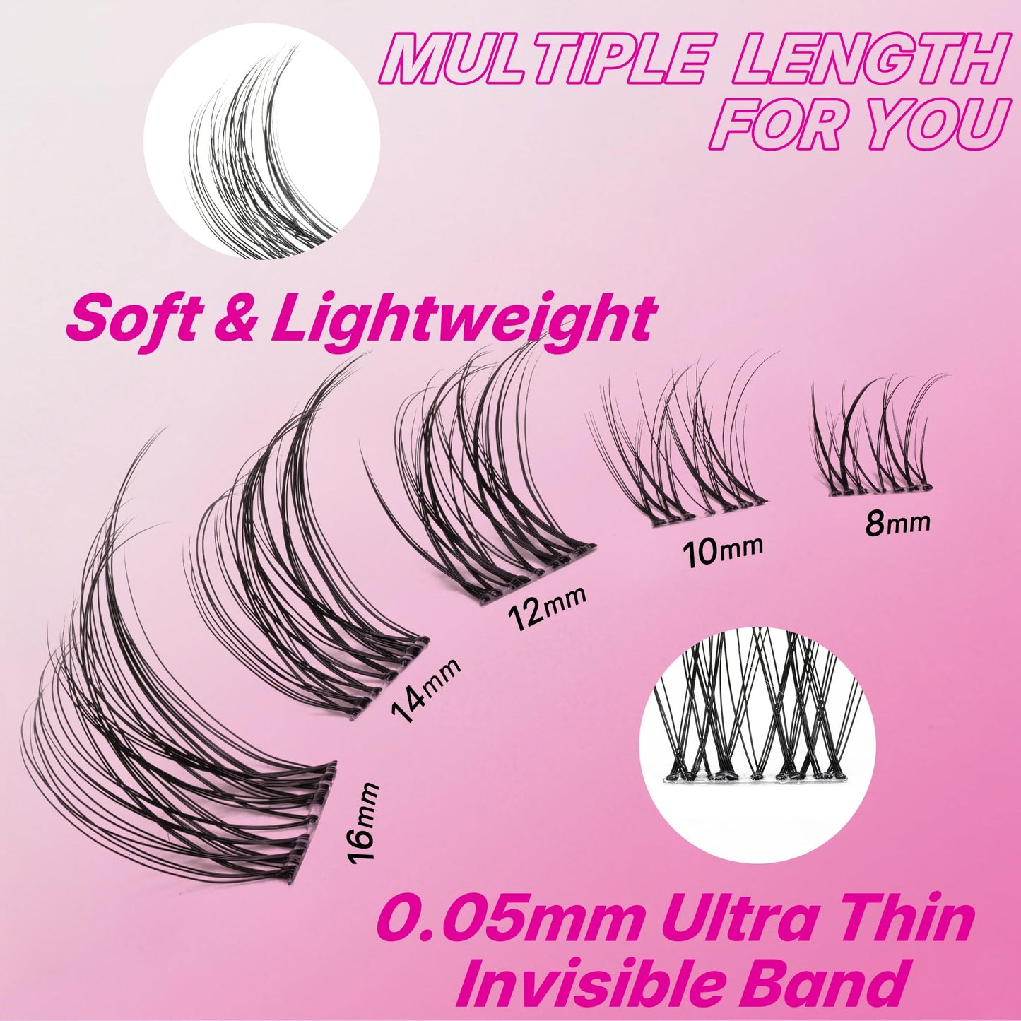 VEYESBEAUTY Aliva Cluster Lashes Kit Individual Lash Extensions Newbie's Five-Second DIY Dramatic Volume Eyelash Spider Wispy Faux Mink Lash Mixed Length Tray with Bond & Seal, Applicator at Home