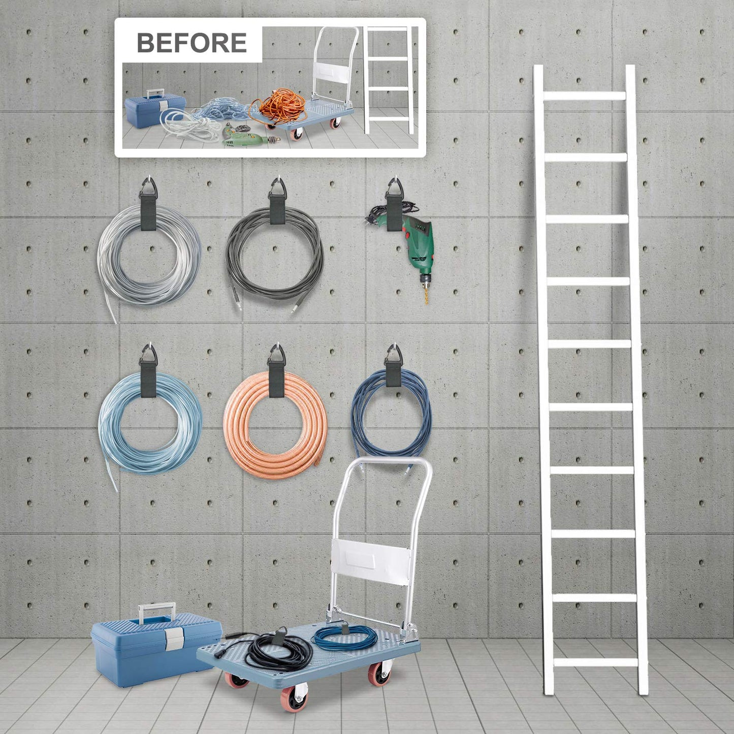 ZTSXLLIM Extension Cord Organizer Garage Organization with Carabiner 8 Pack
