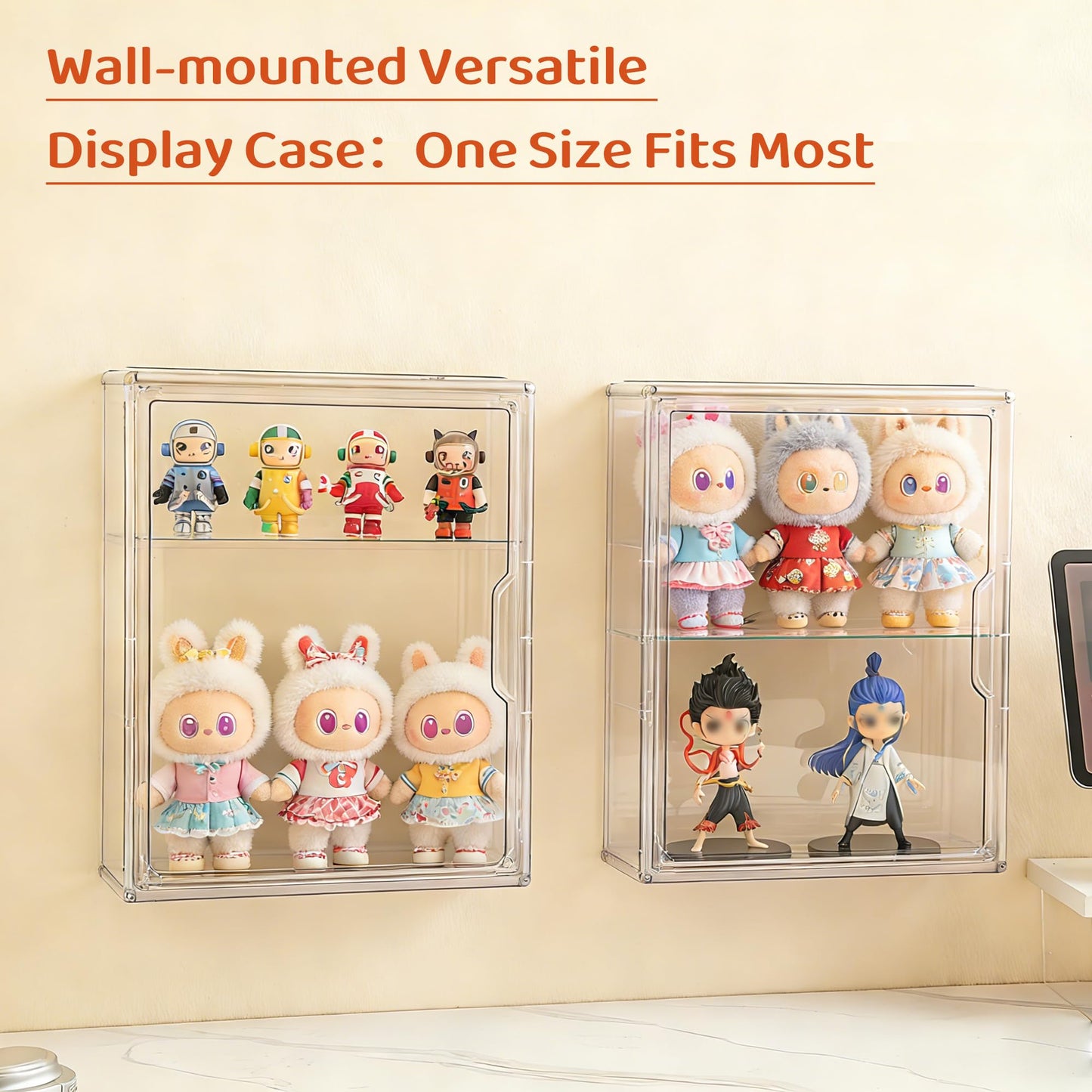 Acrylic Wall Mount Display Case for Collectibles Figures, 2 Tier