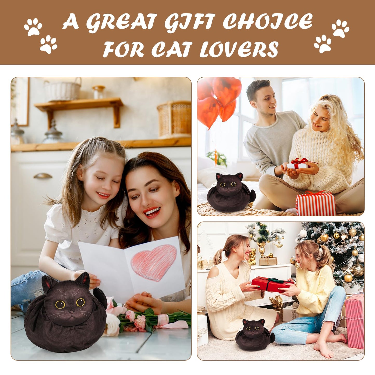 Openhahaha 2-Pack(Black Cat and Grey Tabby Cat),Drawstring Makeup Bag,Cat Makeup Bag Cat Gift for Women, Lay Flat Makeup Bag Gifts for Cat Lovers