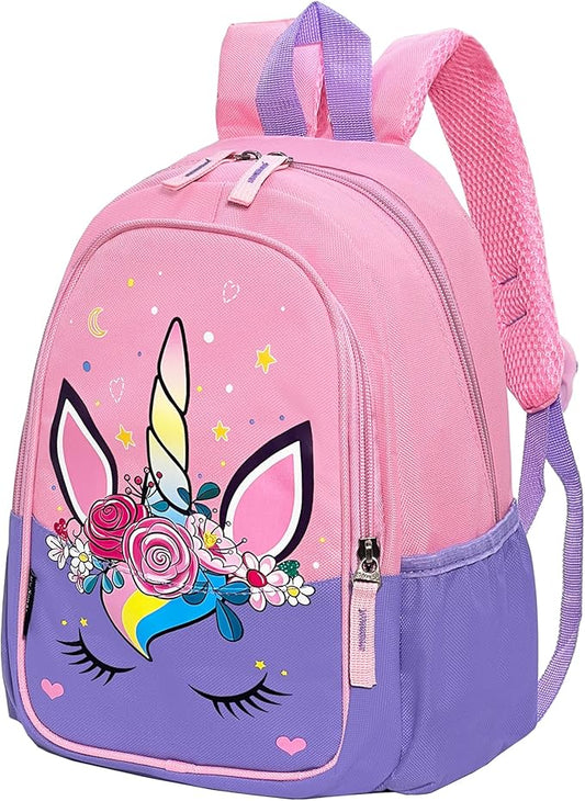11 Inch Kids Small Toddler Preschool Travel Backpack Cool Cute Cartoon Daypack（Unicorn Purple）