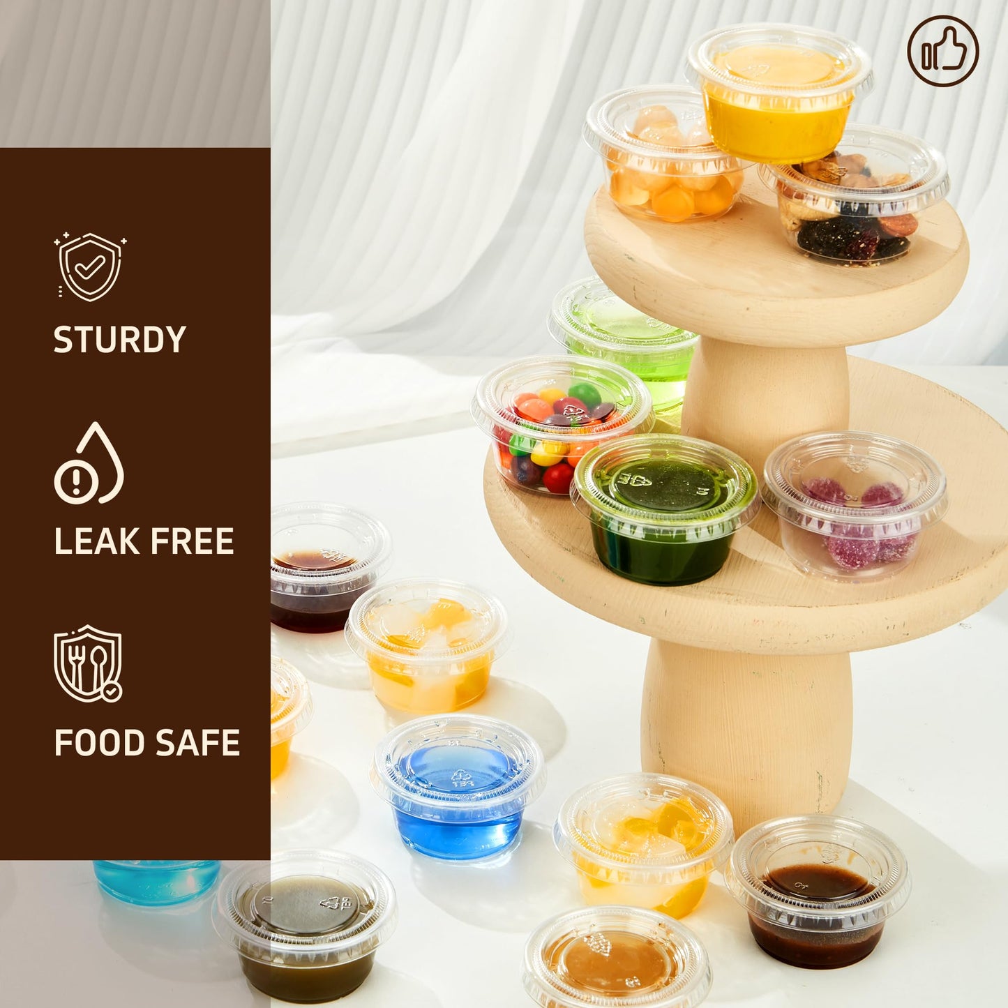 2 oz 500 pack Jello Cups with Lids, Disposable Souffle Cups with Lids, Clear Portion Cups for Dipping Sauce, Salad Dressing, Samples, Meal Prep, and Condiment, Ideal for Lunch, Party to Go, Trips