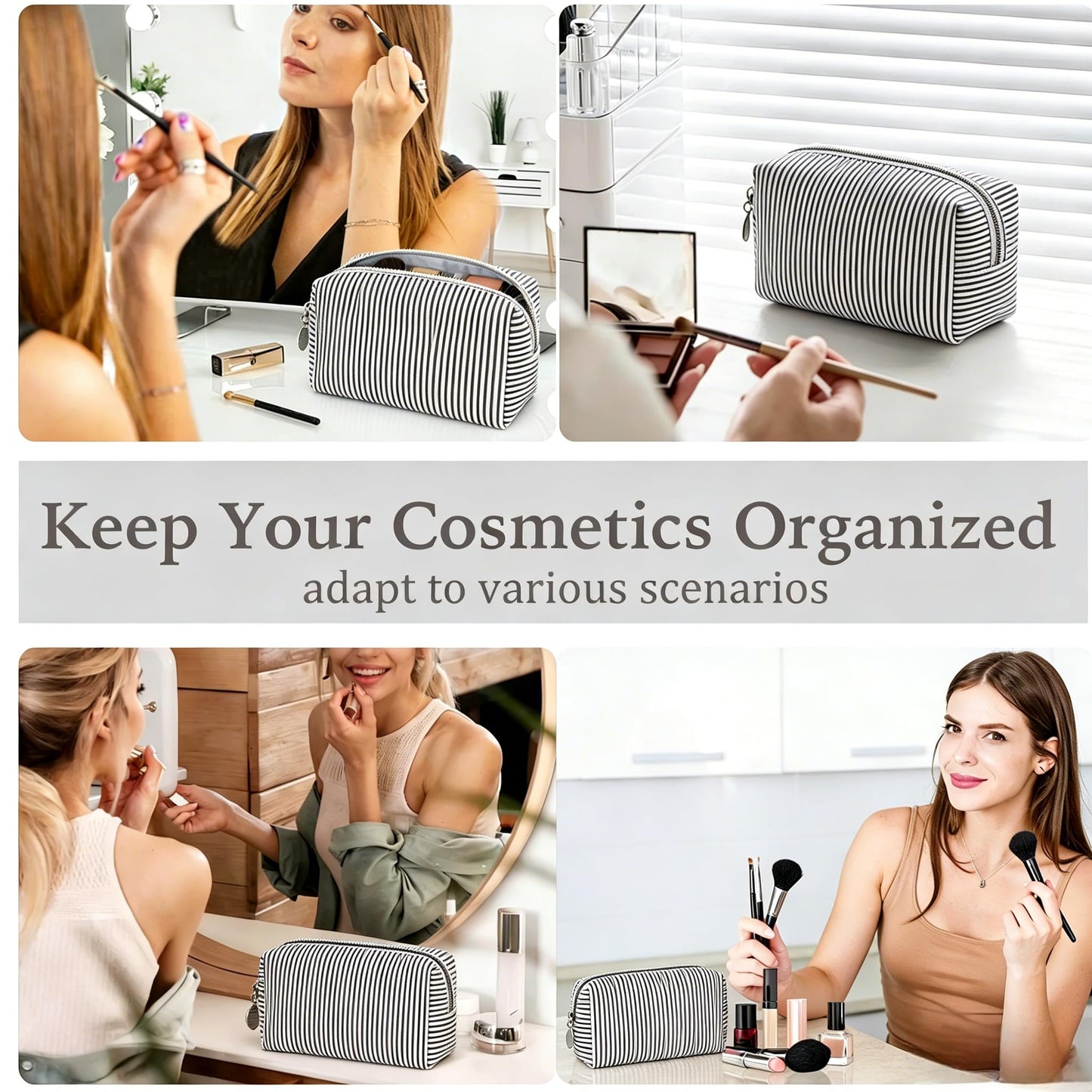 CALINNL 2pcs Makeup Bag Travel Toiletry Bag for Women Lightweight Make Up Bag Purse Organizer Pouches Large Cosmetic Bag Small Makeup Pouch Medicine Bag Travel Essentials for Women Black