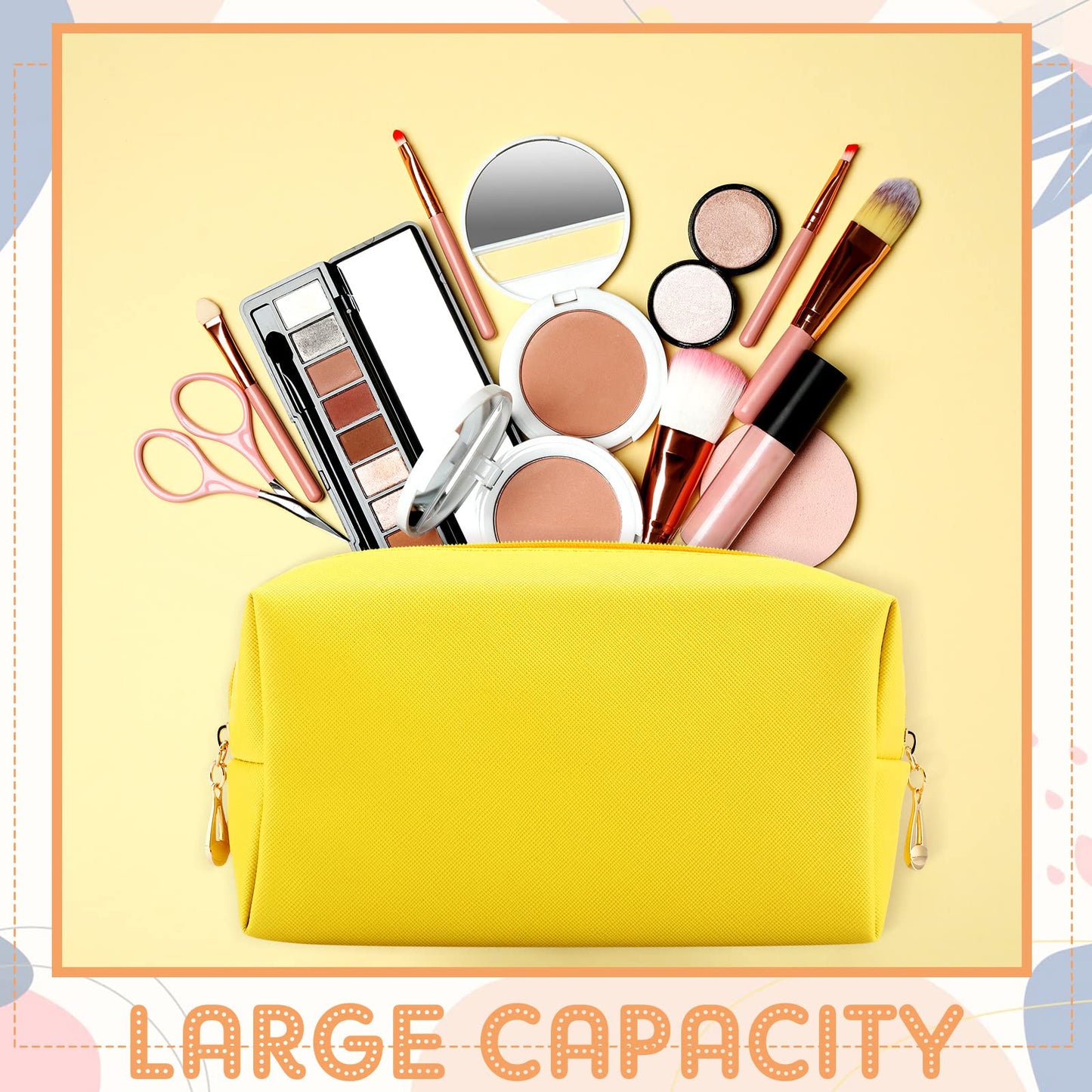 Kigeli Aesthetic Makeup Bags PU Leather Cosmetic Pouches Waterproof Plain Toiletry Bags Makeup Pouches Bulk for Women Party Gift Travel Storage Organizer(Macaron,7.1 x 2.8 x 4.3 in)