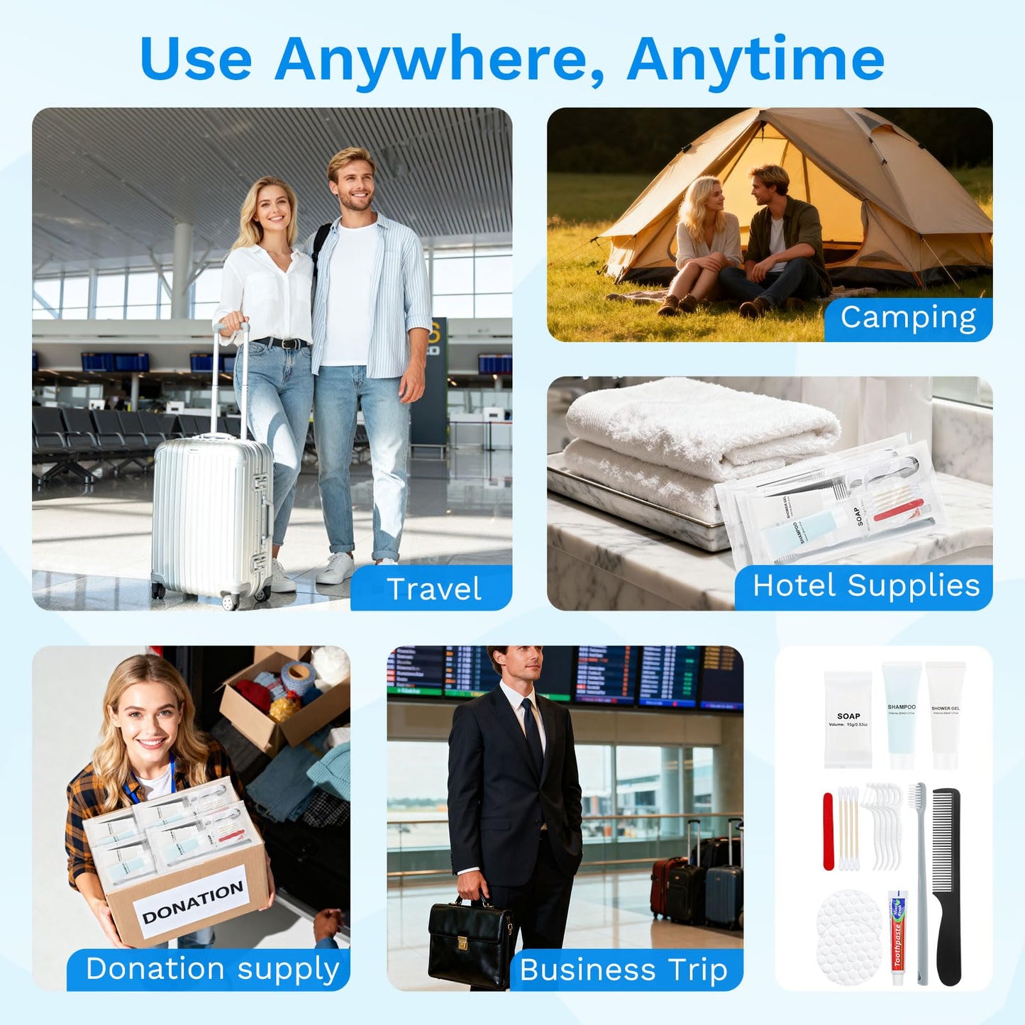 LLHQAMT Hygiene Kits and Bulk Convenience Kits Feature Double-Sealed Individual Packaging. Personal Hygiene Kits are Suitable for Hotels, Camping, Home Use, and Travel (50-Pack)