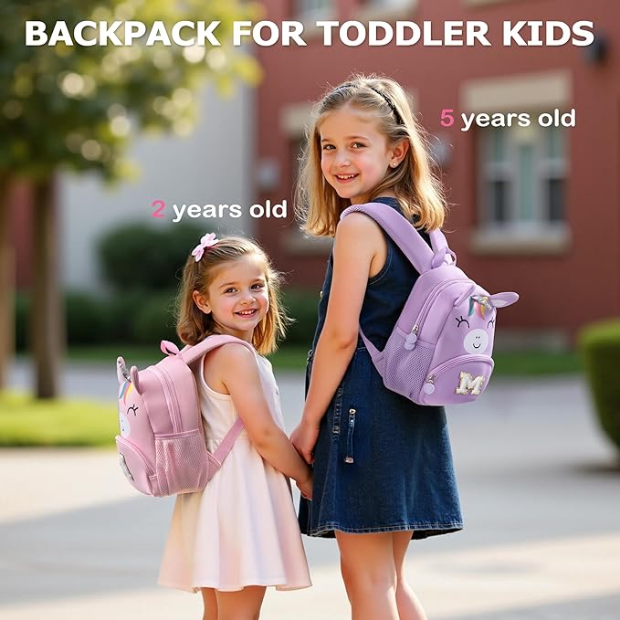 YOOLIFE Birthday Gifts for Toddler - Small Backpack for Kids, Pink Initial Backpack for Toddler Kid Daughter | 2-5 Year Old Birthday Gift Pink P