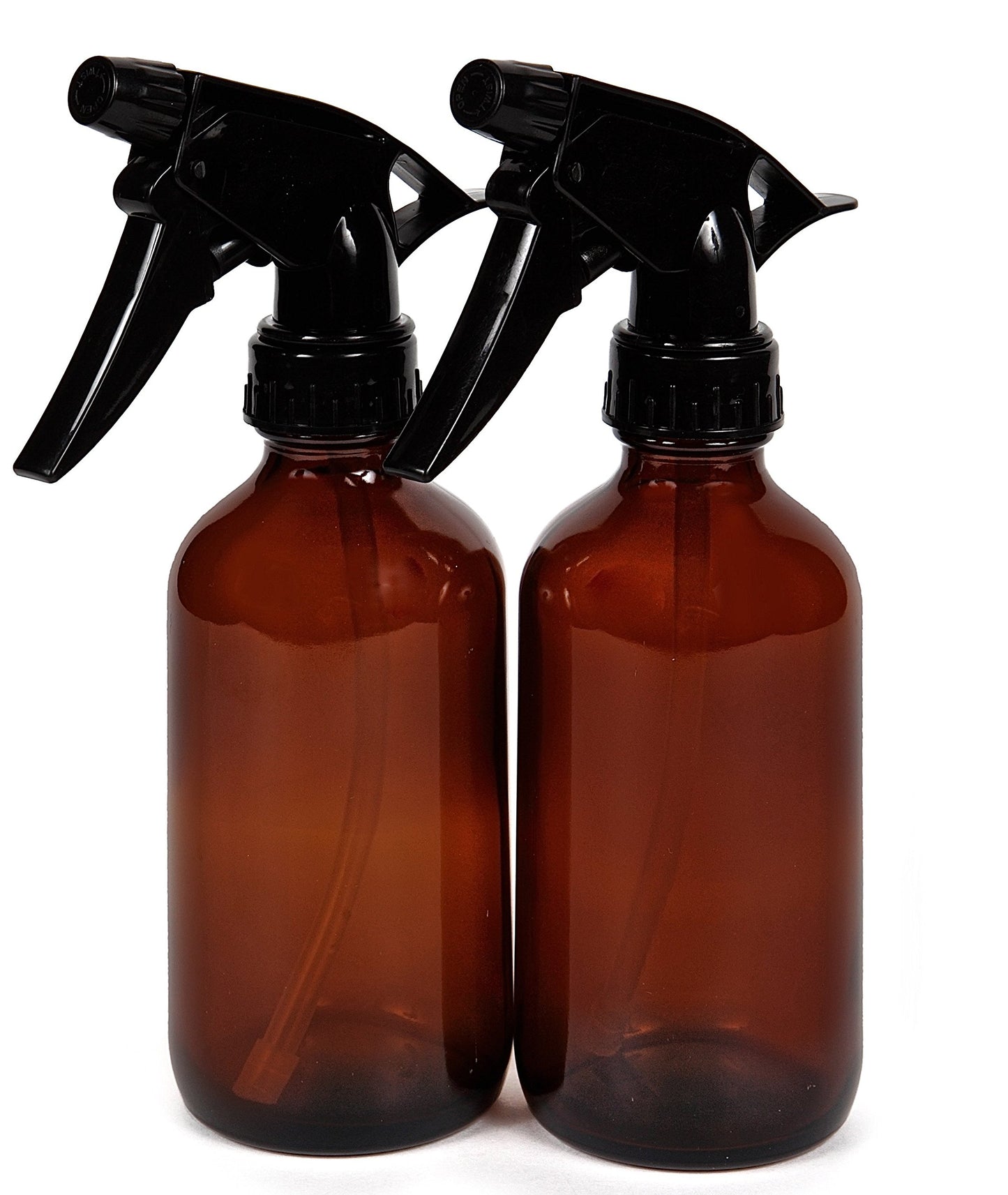 Vivaplex 8 oz Amber Glass Bottles with Black Trigger Sprayers - 2 pk