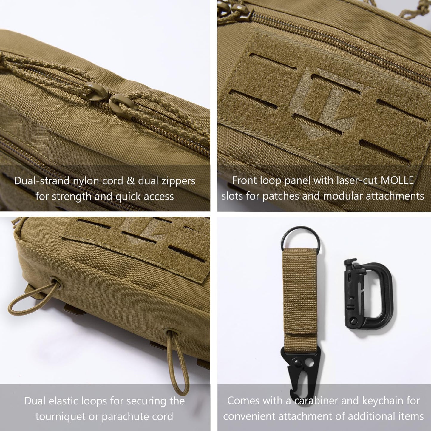 VisionTac Tactical Admin Pouch Laser Cut MOLLE EDC Tool Organizer with Carabiner and Keychain Modular Dangler Utility Sack