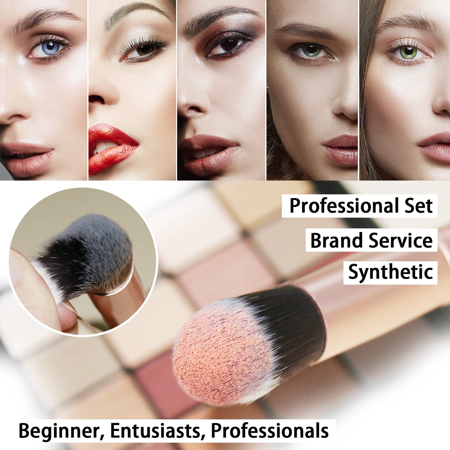 ZOREYA Makeup Brush Set - 15 Pcs Premium Synthetic Foundation Concealers Eye Shadows Make Up Brush,Eyeliner Brushes(RoseGold)