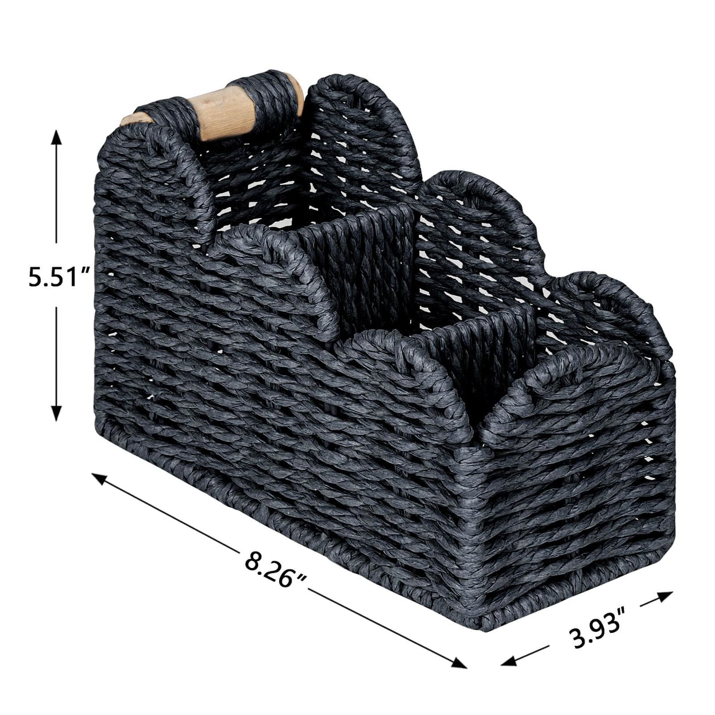 CubesLand Bedside Table Desk Organizer Caddy, Remote Pen&Pencil Holder Cup, Makeup Brush Holder w/Scalloped Perfect for Home, Office Desk, Living Room Table Decor, 3 Slots Black