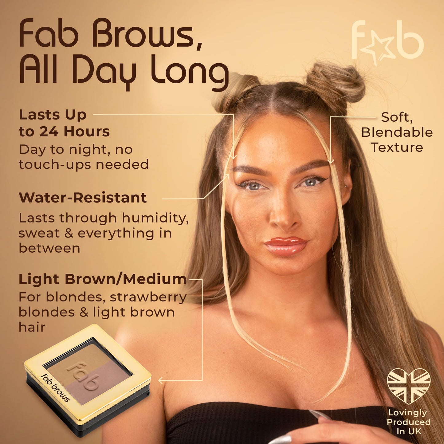 Lux Eyebrow Kit Refill Powder - Soft and Natural Eyebrow Definition for Light Brown/Medium Brows On-The-Go